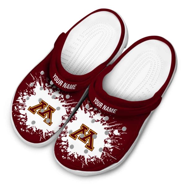 personalized minnesota golden gophers splatter background clog latest model