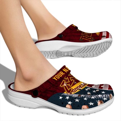 personalized minnesota golden gophers star spangled side pattern clog fashion forward