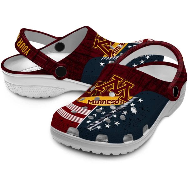 personalized minnesota golden gophers star spangled side pattern clog high quality