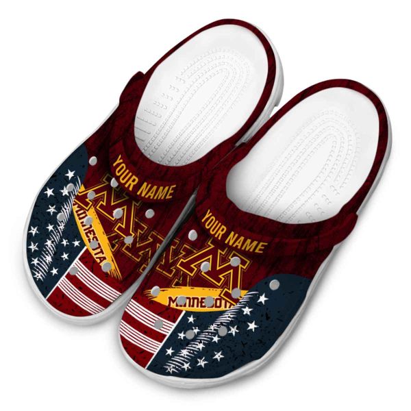 personalized minnesota golden gophers star spangled side pattern clog latest model