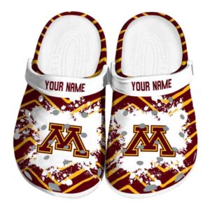 personalized minnesota golden gophers zigzag paint burst clog best selling