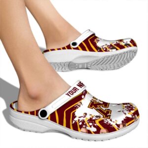 personalized minnesota golden gophers zigzag paint burst clog fashion forward