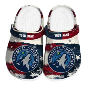 personalized minnesota timberwolves patriotic stripes clog best selling