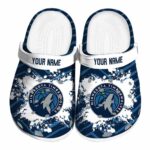 personalized minnesota timberwolves zigzag paint burst clog best selling