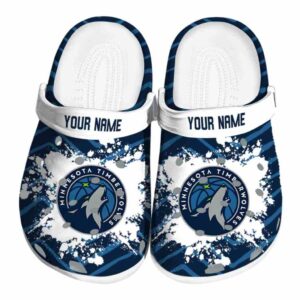 personalized minnesota timberwolves zigzag paint burst clog best selling