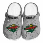 personalized minnesota wild cracked texture clog best selling