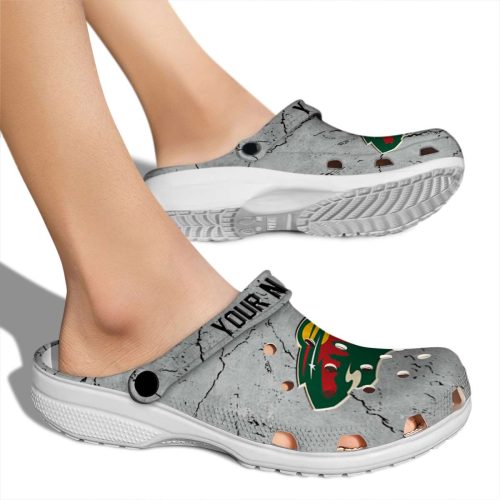 personalized minnesota wild cracked texture clog fashion forward