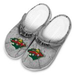 personalized minnesota wild cracked texture clog best selling
