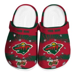 personalized minnesota wild paint splatter graphics clog best selling