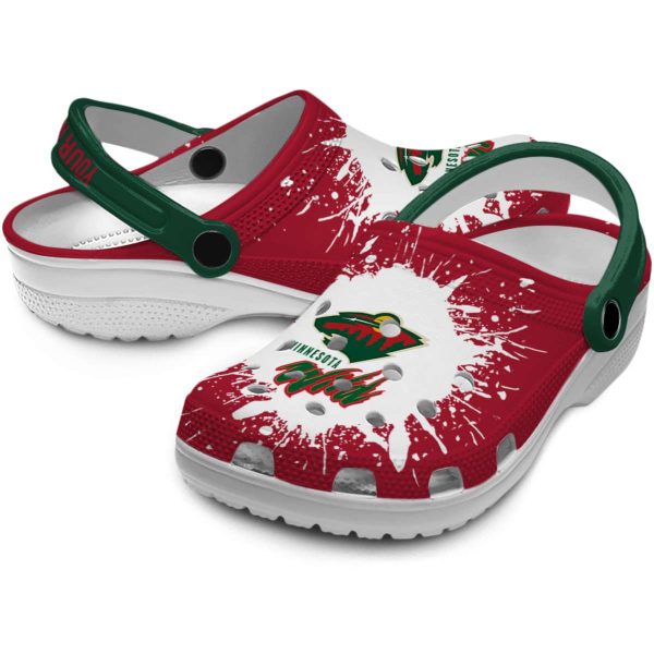 personalized minnesota wild splash art clog high quality