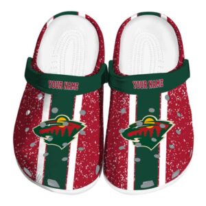 personalized minnesota wild vertical stripes clog best selling