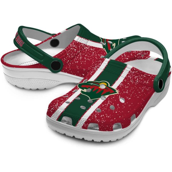 personalized minnesota wild vertical stripes clog high quality