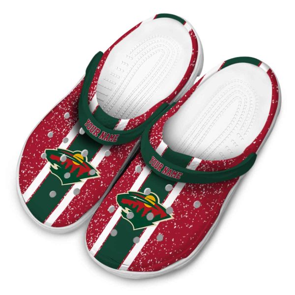 personalized minnesota wild vertical stripes clog latest model