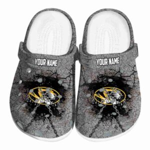 personalized missouri tigers cracked ground texture clog best selling