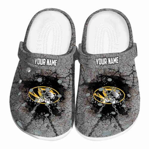 personalized missouri tigers cracked ground texture clog best selling