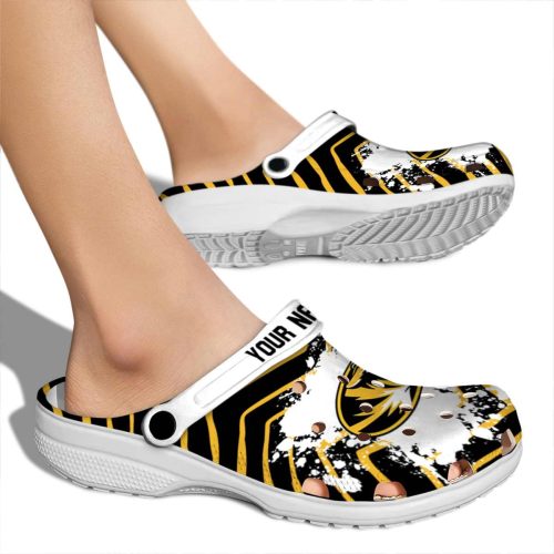personalized missouri tigers zigzag paint burst clog fashion forward