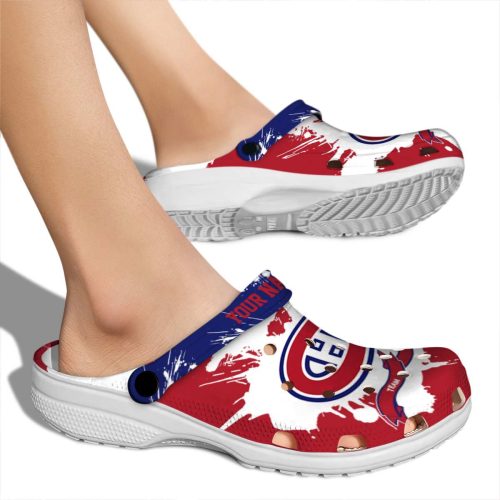 personalized montreal canadiens splatter pattern clog fashion forward