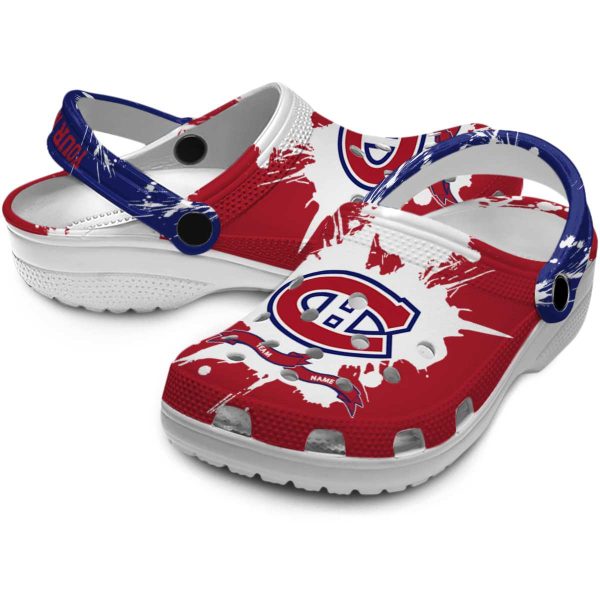 personalized montreal canadiens splatter pattern clog high quality