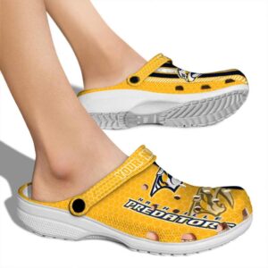 personalized nashville predators contrasting stripes clog fashion forward