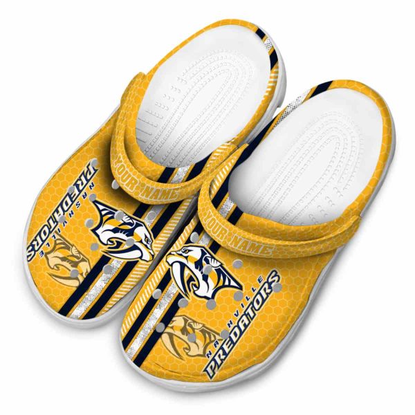 personalized nashville predators contrasting stripes clog latest model