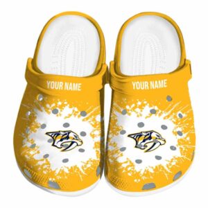 personalized nashville predators splatter background clog best selling