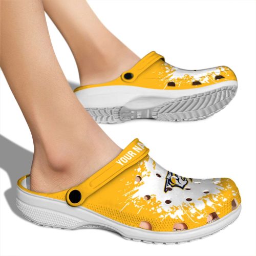 personalized nashville predators splatter background clog fashion forward