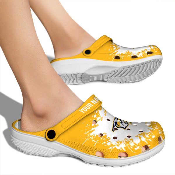 personalized nashville predators splatter background clog fashion forward