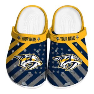 personalized nashville predators star spangled graphic clog best selling