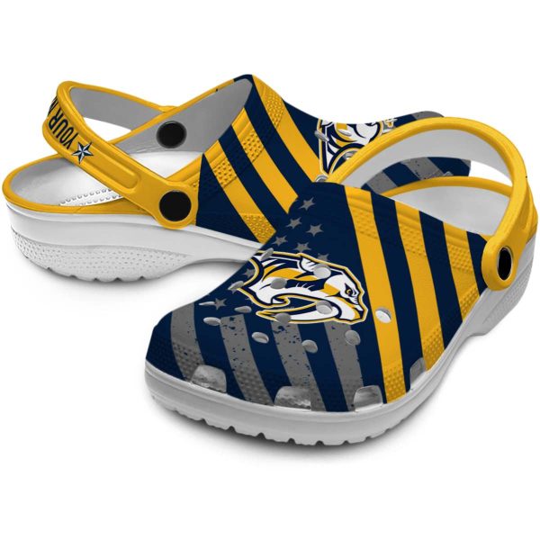 personalized nashville predators star spangled graphic clog high quality
