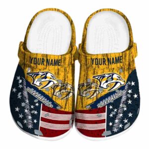 personalized nashville predators star spangled side pattern clog best selling