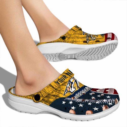 personalized nashville predators star spangled side pattern clog fashion forward