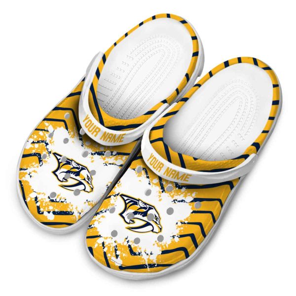 personalized nashville predators zigzag paint burst clog latest model