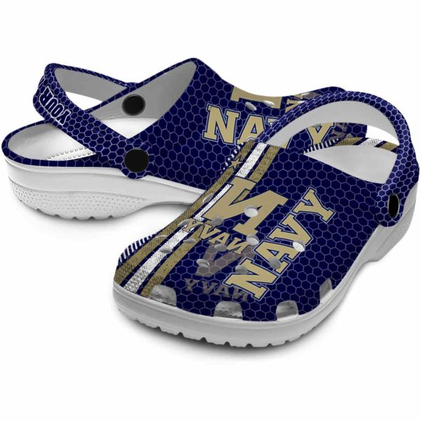 personalized navy midshipmen contrasting stripes clog high quality