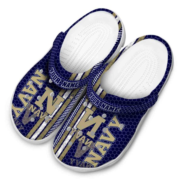 personalized navy midshipmen contrasting stripes clog latest model