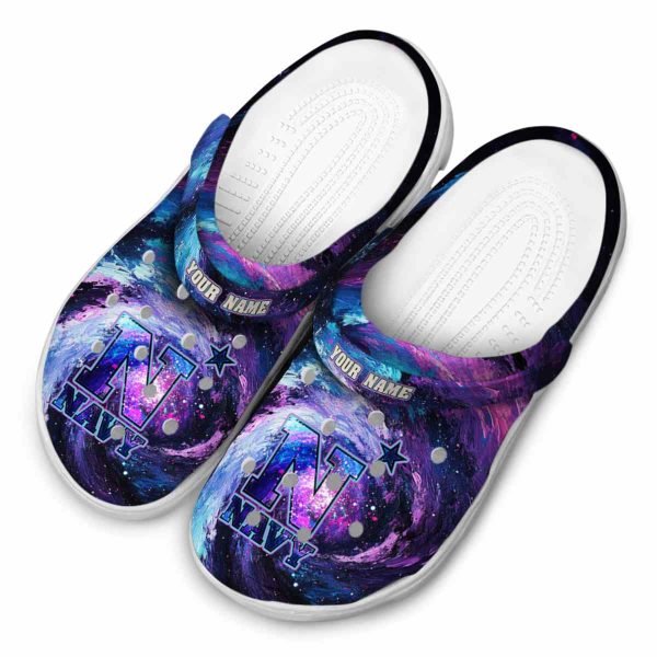 personalized navy midshipmen galaxy swirl clog latest model