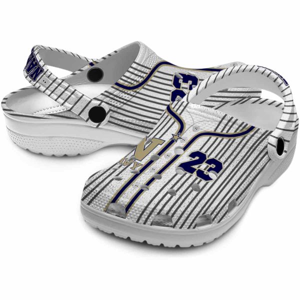personalized navy midshipmen pinstripe pattern clog high quality