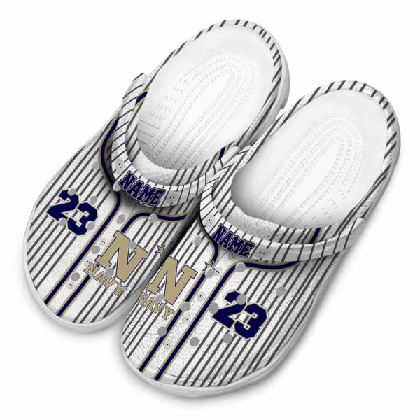 personalized navy midshipmen pinstripe pattern clog latest model