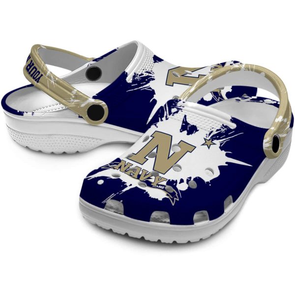 personalized navy midshipmen splatter pattern clog high quality