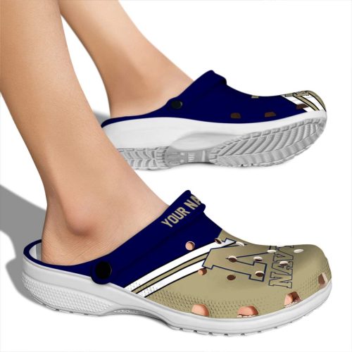 personalized navy midshipmen striped accents clog fashion forward