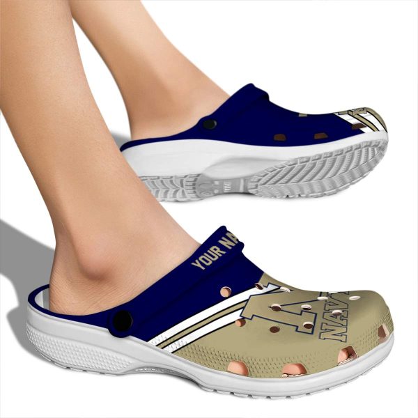 personalized navy midshipmen striped accents clog fashion forward