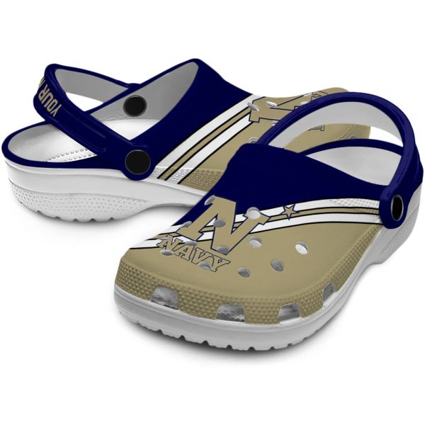 personalized navy midshipmen striped accents clog high quality