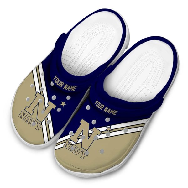 personalized navy midshipmen striped accents clog latest model