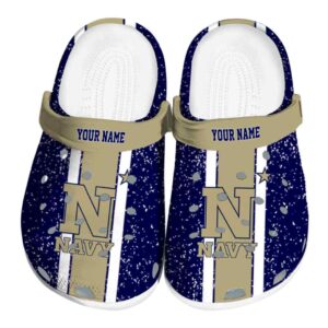 personalized navy midshipmen vertical stripes clog best selling