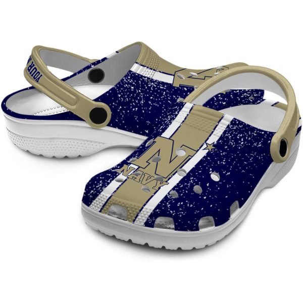 personalized navy midshipmen vertical stripes clog high quality