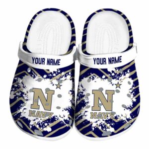 personalized navy midshipmen zigzag paint burst clog best selling