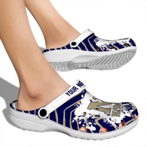 personalized navy midshipmen zigzag paint burst clog fashion forward