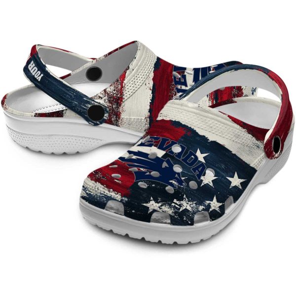 personalized nevada wolf pack patriotic stripes clog high quality