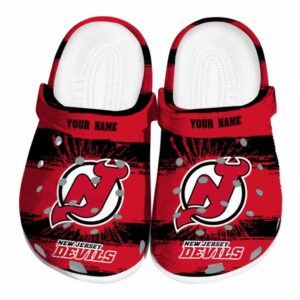 personalized new jersey devils paint splatter graphics clog best selling