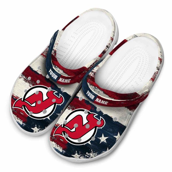 personalized new jersey devils patriotic stripes clog latest model