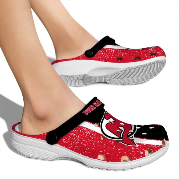 personalized new jersey devils vertical stripes clog fashion forward